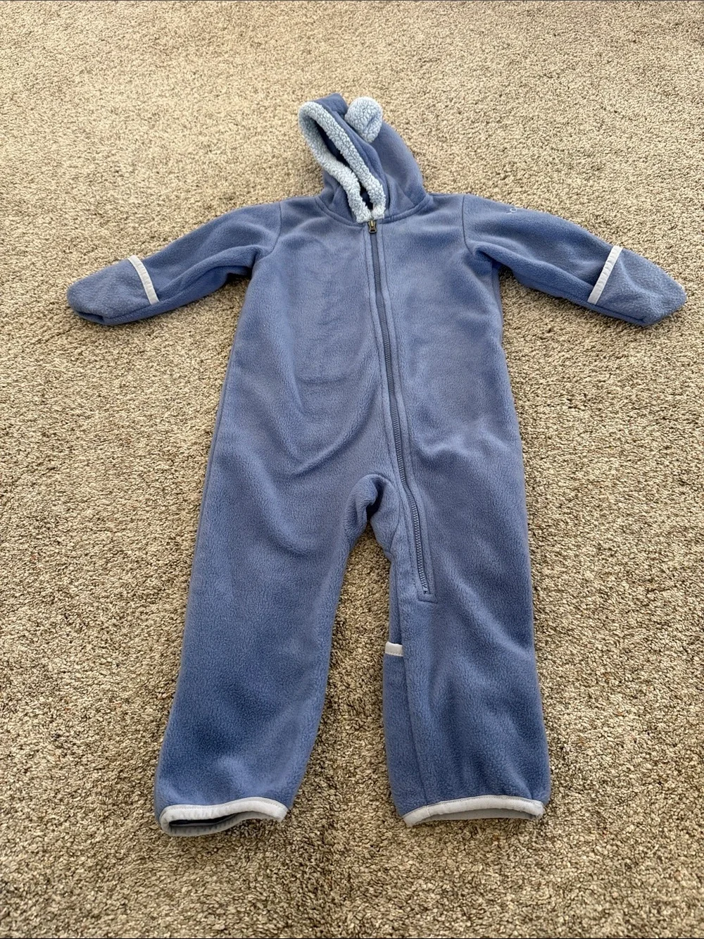 Columbia Tiny Bear Size 18-24 Blue Fleece Snowsuit Bunting